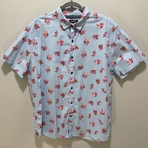 Express Men’s Blue Hawaiian Short Sleeve Button Down XL